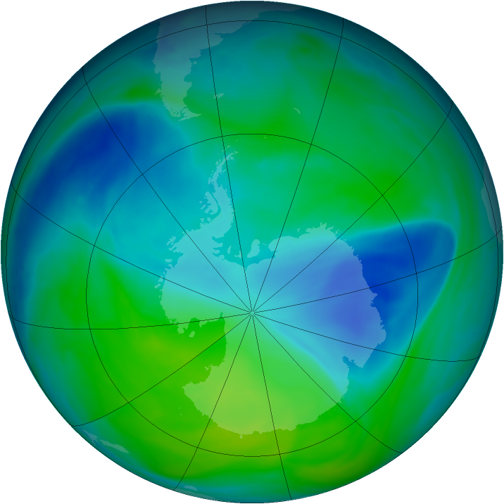 Antarctic ozone map for 07 December 2006